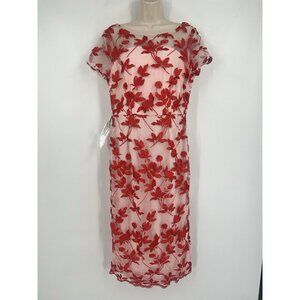 Women’s JS Collection Denise Colum Tea Length Embroidered Dress Size 10